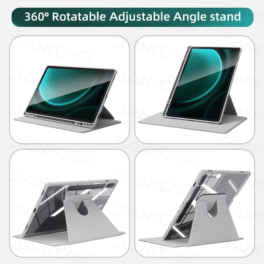 Passgenaue Acryl-Hülle für Samsung Galaxy Tablet S9 FE S6 Lite Tab A9 A8 S7 S8 S9 Plus FE mit intelligenter Auto-Schlaf/Aufwach-Funktion in Grau - Bild 3