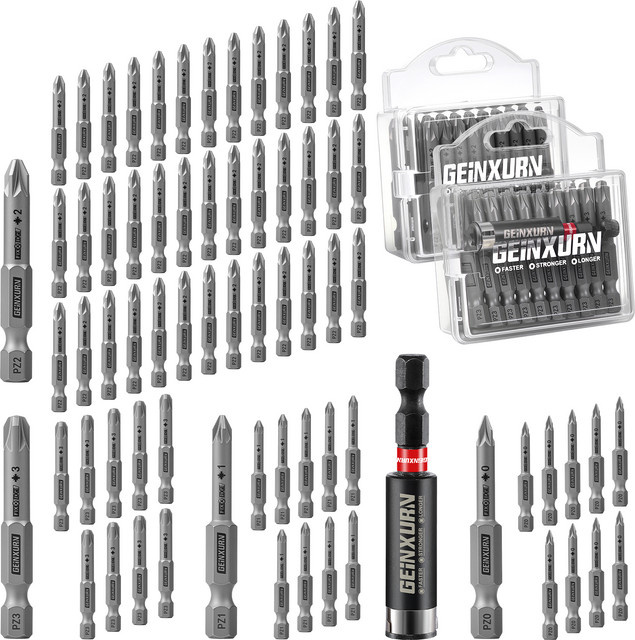Geinxurn 71-teiliges Festplatten-Schraubendreher-Bit-Set aus S2-Stahl mit magnetischen Pozidriv-Bits und Bithalter für Reparaturarbeiten - Bild 1