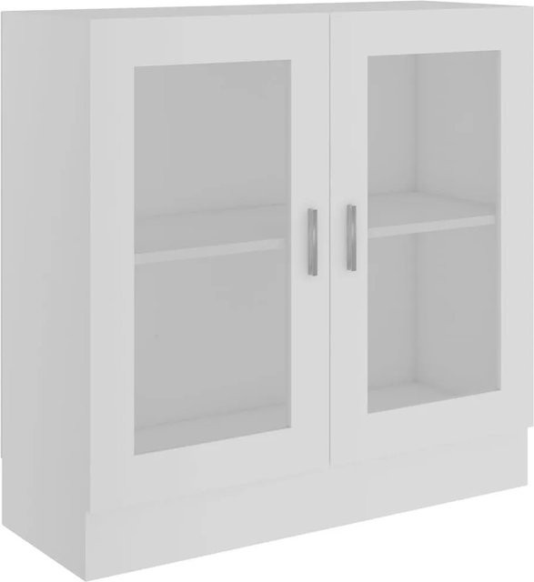vidaXL Vitrinenschrank Weiß mit Glastüren und Regalböden aus Holzwerkstoff, B/T/H: 82,5 x 30,5 x 80 cm - Bild 1