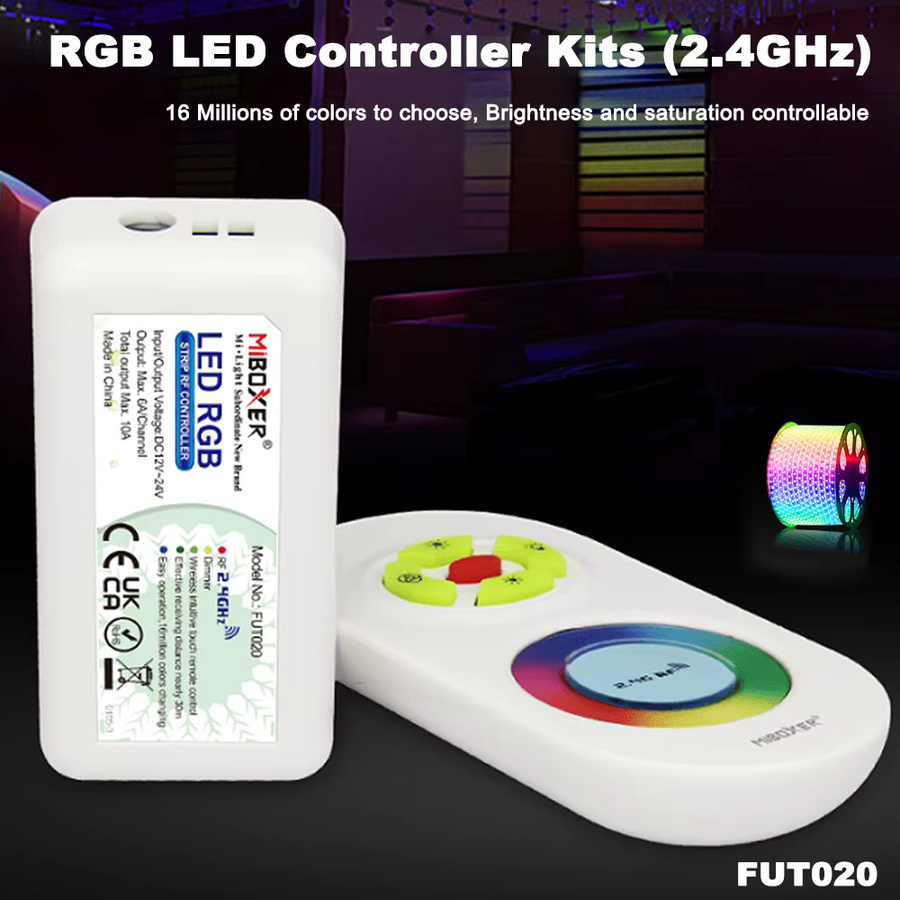 Miboxer FUT020 RGB Dimmer für LED-Streifen und FCOB, 2,4 GHz RF, DC 12-24V, steuerbare Helligkeit und Sättigung, Multicolour - Bild 2