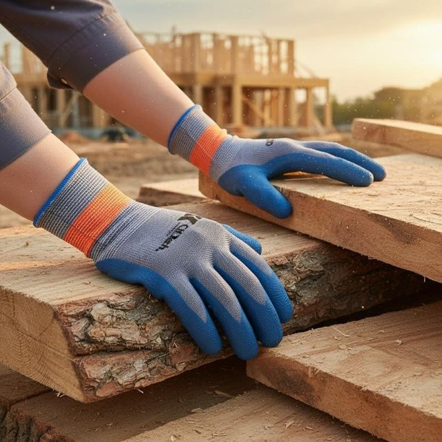 Dornensichere Gummi-Handschuhe von KOQZM mit Handflächenbeschichtung, wasserdicht und langlebig für Garten, Landwirtschaft und Bau, Farben: Grün und Blau - Bild 1