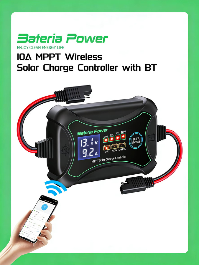 Bateria Power MPPT Solar-Laderegler 10A mit Bluetooth-App-Steuerung für 12 Volt in Schwarz - Bild 5