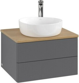 V&B Waschtischunterschrank Antao mit Frontstruktur in Eiche Honig lackiert, B/T/H: 60 x 36 x 50 cm - Bild 1