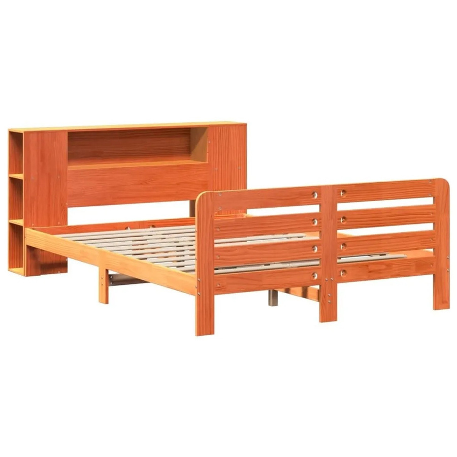 vidaXL Massivholzbett aus Kiefernholz in Braun, rustikales Bett ohne Matratze, B/T/H: 135 x 190 x 82 cm - Bild 2