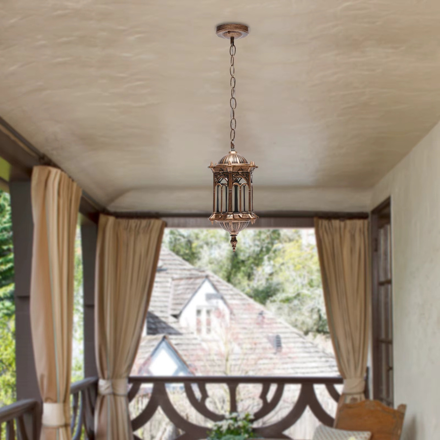 Vintage industrielle Metall-Pendelleuchte in Bronze als LED-Outdoor-Laterne für Garten und Balkon mit IP44 Schutz - Bild 3