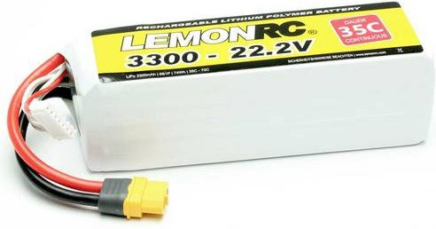 LemonRC LiPo Modellbau-Akkupack 22.2V 3300 mAh 6S 35C Softcase mit XT60 Anschluss in Weiß - Bild 1