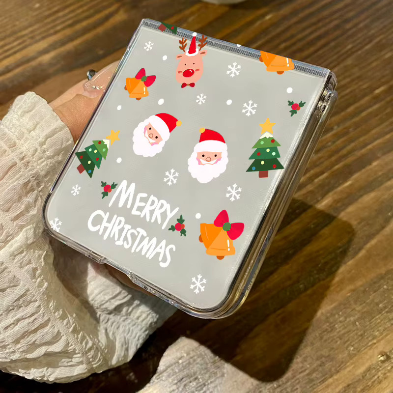 Handyhülle mit Weihnachtsbaum-Cartoon-Druck für Samsung Galaxy Z Flip 7, 6, 5, 4, 3 5G, transparente harte PC-Abdeckung - Bild 5
