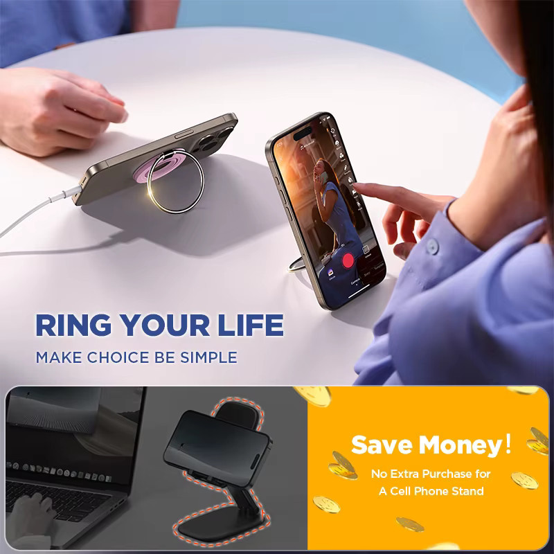 Joyroom Magnetischer Ring-Telefonhalter aus Silikon in Bunt für iPhone 15, 14, 13, 12 Pro - Bild 5