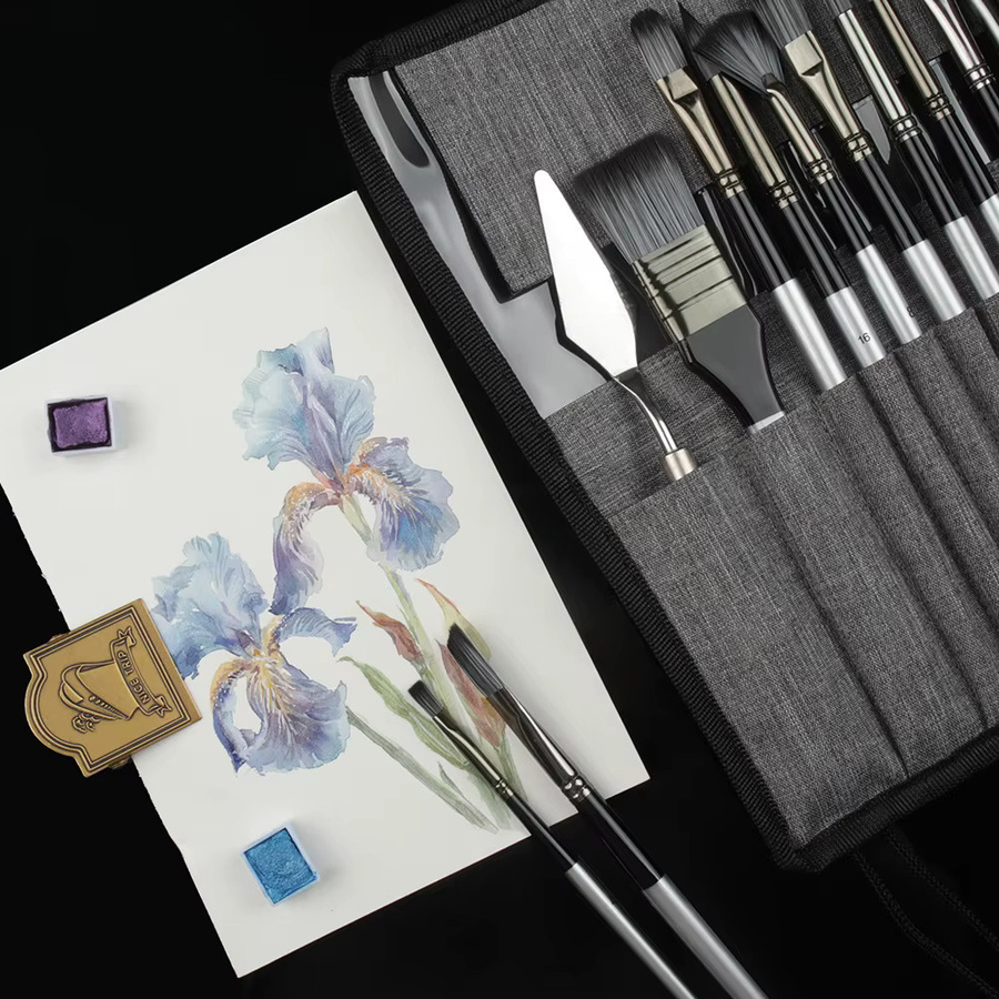 SeamiArt 24-teiliges Malpinsel-Set in Silbergrau für Aquarell, Gouache und Ölmalerei - Bild 5