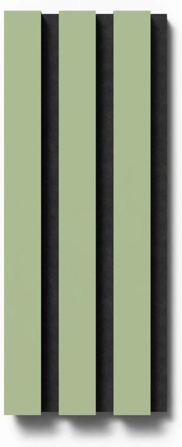 Denpanels Akustikpaneel Pistacio mit Streifenoptik in Hellgrün und Schwarz aus Linoleum und Filz, B: 29,5 cm, H: 15 cm - Bild 1