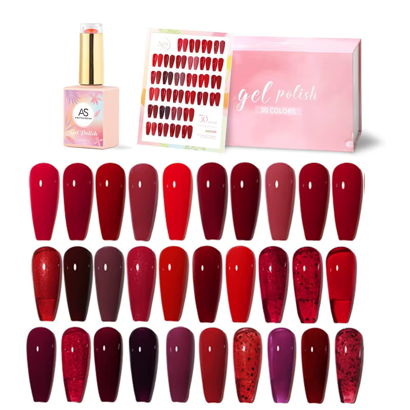 AS UV-Semi-Permanent-Gel-Nagellack-Set, Kristall, Rot, 15 ml - Bild 5