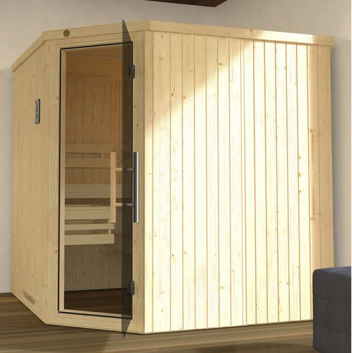 WEKA Ecksauna Varberg 3 in Beige mit Glastür B/H/T: 194 x 199 x 194 cm - Bild 3