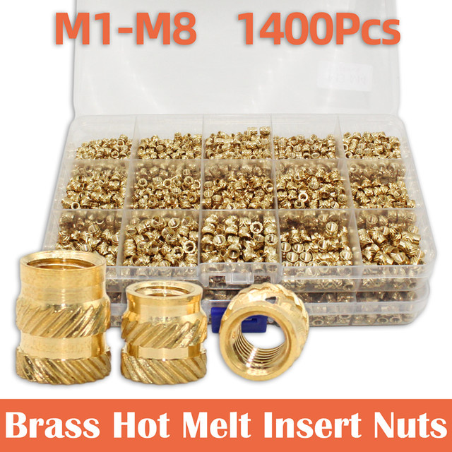 YMAX Messing-Einsatzmutter-Set mit Gewinde M2 bis M8 in Gold für 3D-Druck-Kunststoff - Bild 1