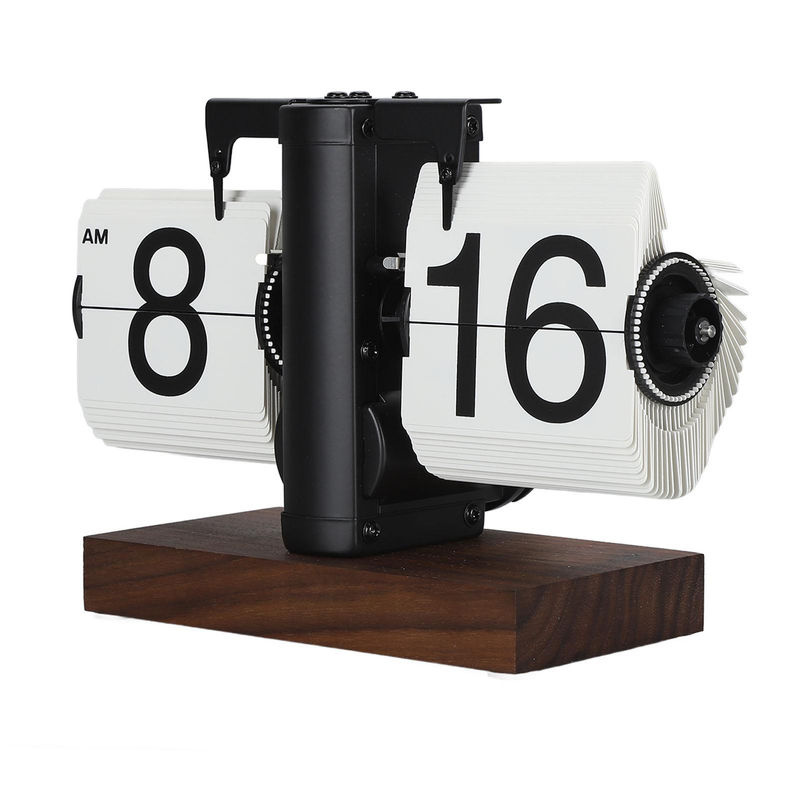CosyHome Retro Mechanische Flip-Uhr mit Holzbasis, Digitaler Tischwecker im Vintage-Design, mehrfarbig - Bild 4
