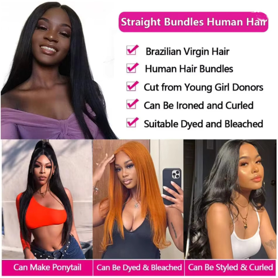 Dula A Hair Echthaar-Bündel, Brasilianisches Remy-Haar, 30-32 Zoll, Damen - Bild 4