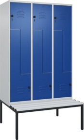C+P Z-Spind Classic PLUS Sitzbank mit 6 Fächern und Sicherheits-Drehriegel, Kunststoff-Sitzfläche, B/T/H: 212,0 x 120,0 x 81,5 cm - Bild 1