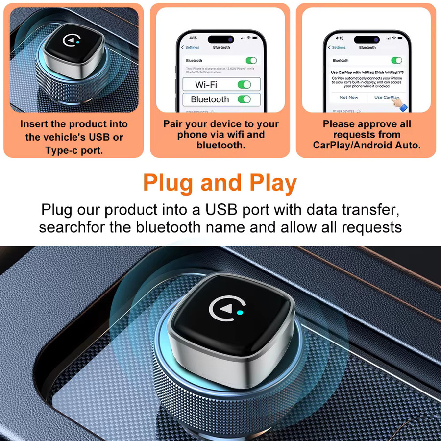 FLIXIVI 2-in-1 Wireless CarPlay und Android Auto Adapter USB Dongle Smart Mini Box in Blau für Toyota Nissan Honda Ford - Bild 4