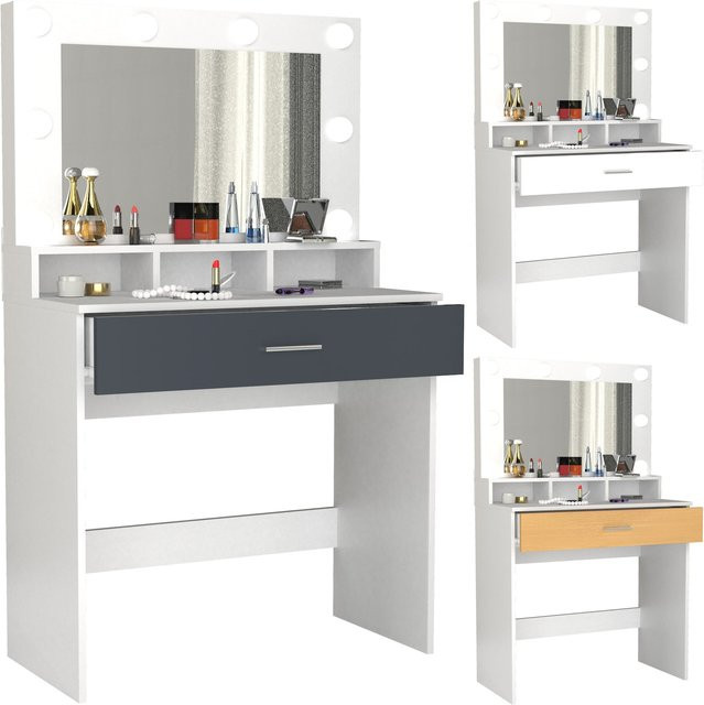 VCM Frisiertisch Kosmal mit Spiegel und Schublade in Holzstruktur-Nachbildung, H x B x T: 133 x 80 x 40 cm - Bild 1