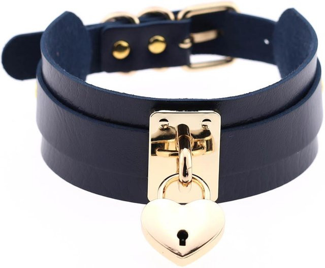 Halsband PU-Leder, Herzschloss, Schwarz, Damen - Bild 1