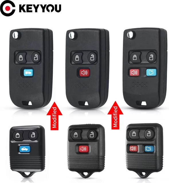 KEYYOU Ersatzgehäuse für Ford Transit MK6 Fernbedienung Auto Schlüssel Shell, Schwarz - Bild 1