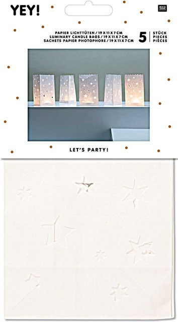 Rico Design Lichttüten aus Papier in Weiß für Kindergeburtstage, Hochzeiten und Mottopartys - Bild 1