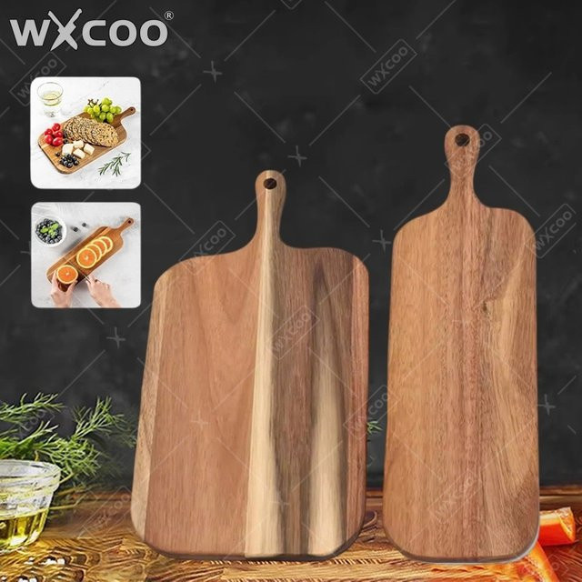 WXCOO Schneidebrett aus Akazienholz in Braun, rechteckiges Servierbrett für Charcuterie, Brot und Obst - Bild 1