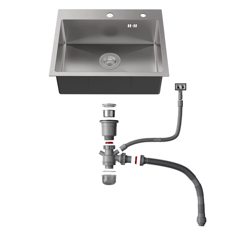 CECIPA max Einbauspüle aus gebürstetem Edelstahl 304 in Silber mit Seifenspender, Siphon und Abflussgarnitur, B/T: 55 x 45 cm - Bild 5