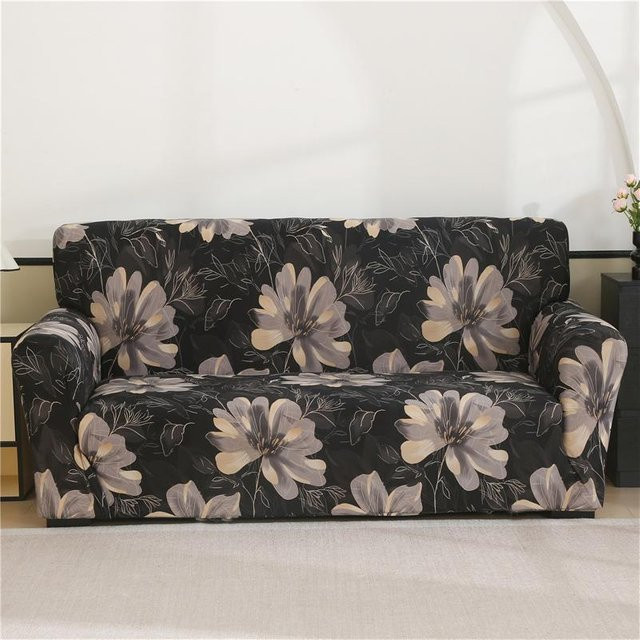 Bestbags Stretch-Sofabezug für 1- bis 4-Sitzer, elastischer Couchbezug mit Grafik-Design in Schwarz, Breite: 90-140 cm - Bild 1