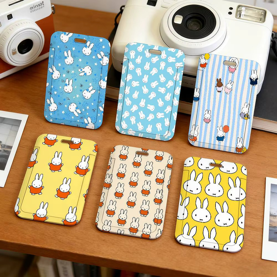 Miffy Cartoon Kaninchen Namensschild-Etui aus Kunststoff mit weichem Halsband für Büro- und Arbeitsausweise - Bild 2