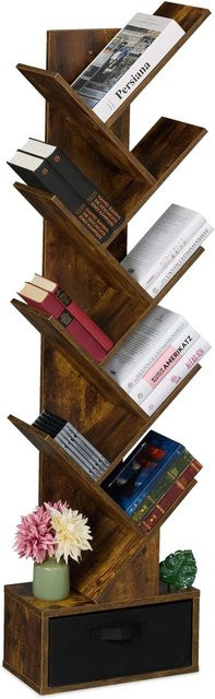 Relaxdays Bücherregal aus Spanplatte mit Schublade, Schwarz, H x B x T: 146 x 38 x 22 cm - Bild 1