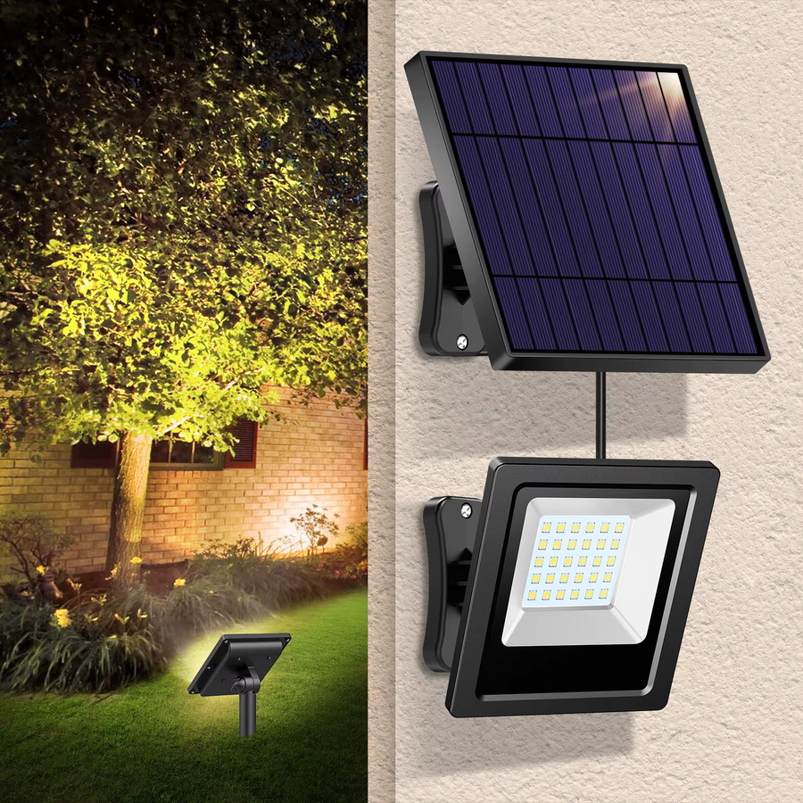 intelamp LED Solar-Sicherheitsflutlicht mit 4400 mAh Akku und automatischer Ein-/Ausschaltung für Garten, Garage und Außenbereich - Bild 2