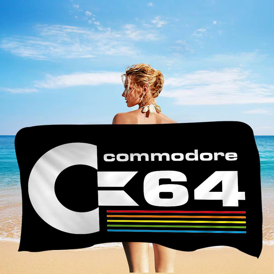 Potdemiel C-Commodore 64 Logo Strandtuch aus Mikrofaser und Baumwolle, bunt, schnell trocknend und sandfrei - Bild 3