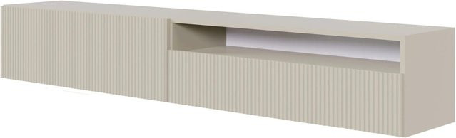 Selsey TV-Hängeboard Veldio in Greige mit Lamellenfront und offenem Fach, Breite: 175 cm - Bild 1