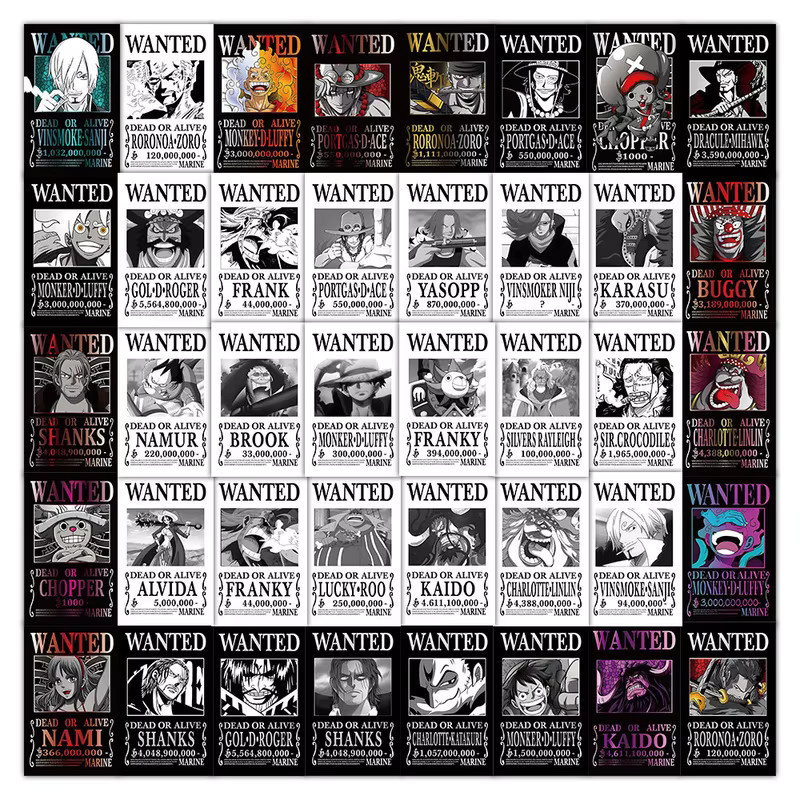 Bandai One Piece Wanted Poster Aufkleber, 50-teiliges Set, bunt - Bild 2
