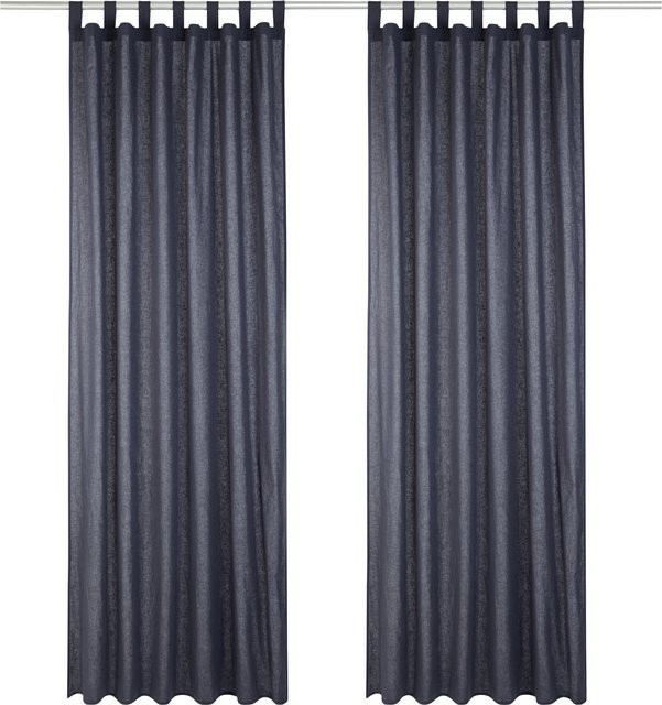 LIVARNO HOME Vorhang Set aus 2 Stück, Anthrazit, semi-transparent, Baumwolle und Leinen, B: 135 cm, H: 240 cm - Bild 1
