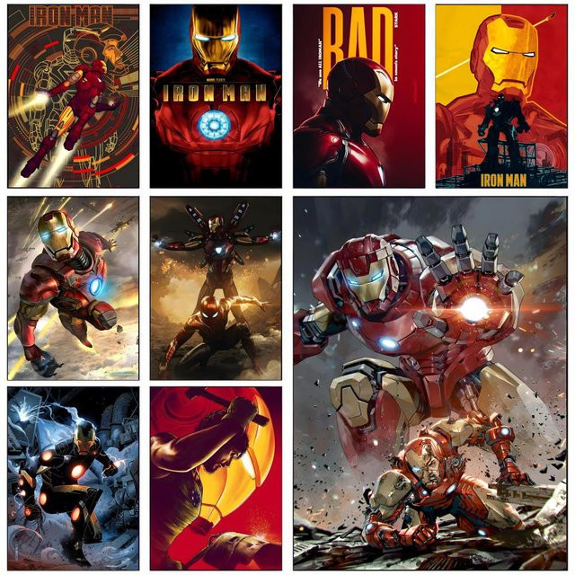 MINISO Iron Man Filmplakat selbstklebender Wandaufkleber in Schwarz und Multicolour, rechteckig - Bild 1