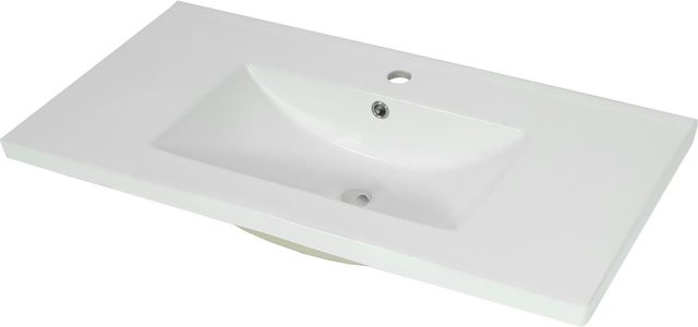 Waschtisch MCW-D16 Handwaschbecken aus Keramik, eckig, weiß, Breite: 92 cm - Bild 1