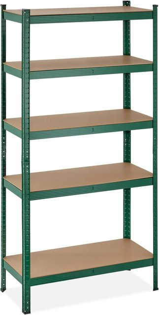 Relaxdays Schwerlastregal aus Stahl in Grün mit 5 verstellbaren Ebenen, Höhe: 180 cm, Breite: 90 cm, Tiefe: 40 cm - Bild 1