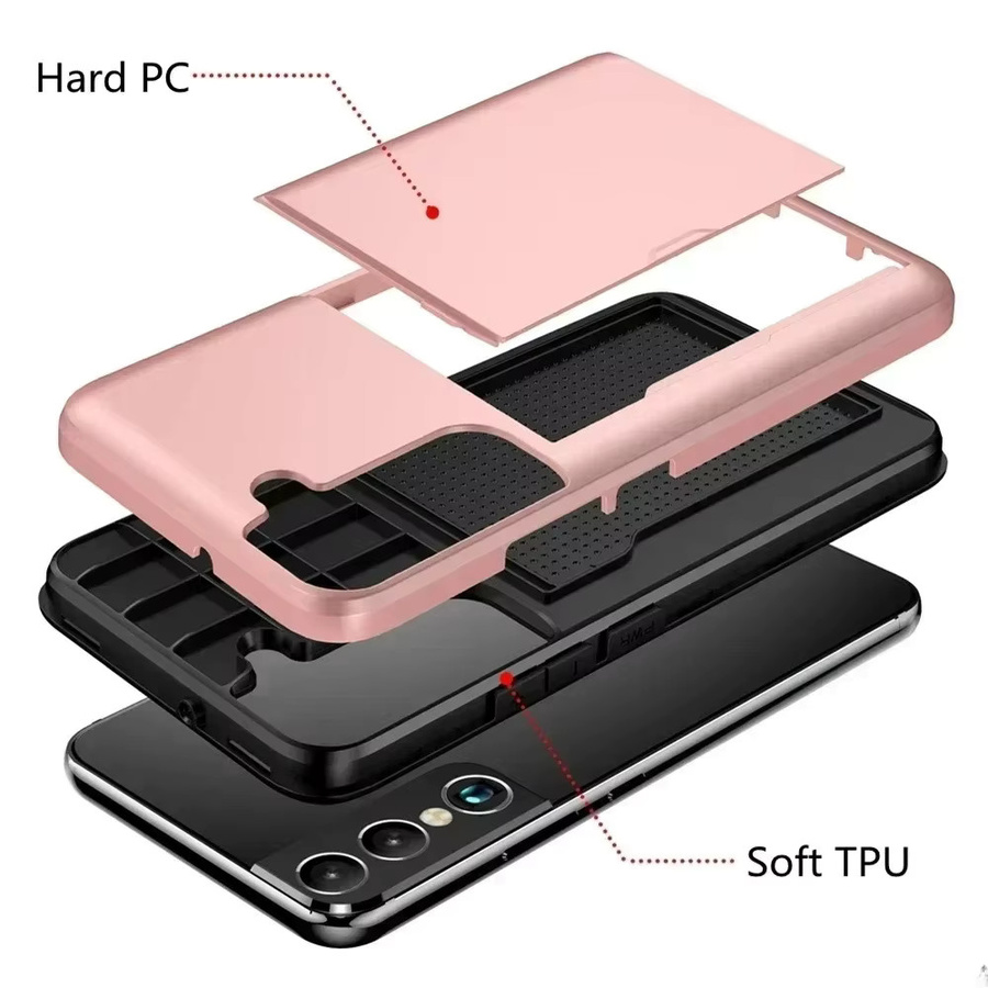 Stoßfeste Kartenfach-Hülle für Samsung Galaxy S26 Ultra S25 Edge S24 S23 S22 S21 FE Plus A57 A37 A27 A17 A07 A56 55 A16 A36 in Silber - Bild 4
