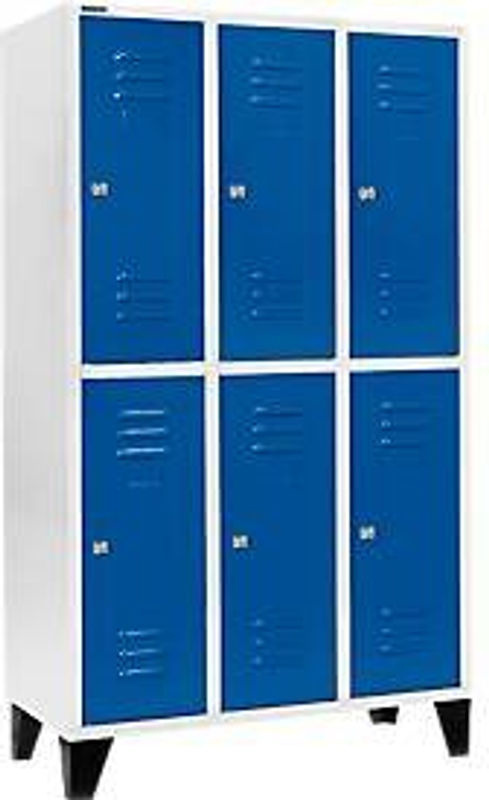 Schäfer Shop Select Kleiderspind mit 6 Abteilen, Zylinderschloss und Füßen, Farbe: Enzianblau, Breite: 40 cm - Bild 2
