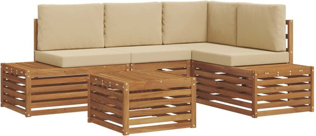Vidaxl Outdoor-Sofagarnitur mit Kissen in Natur und Beige - Bild 1