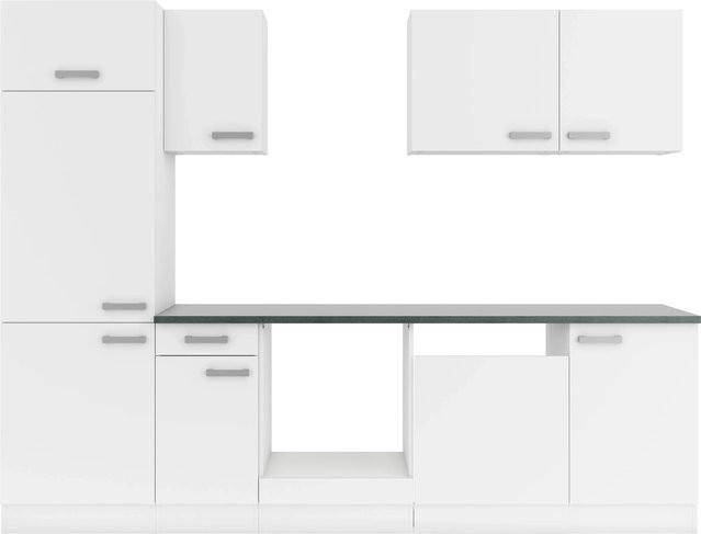 OPTIFIT Oslo214 Küchenzeile in Weiß mit modernem Design und melaminbeschichteter Qualitätsspanplatte, Breite: 270 cm - Bild 1