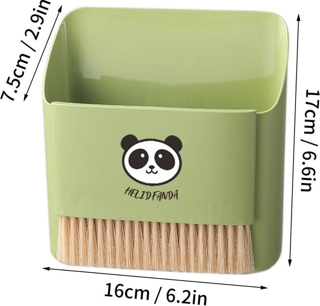 Wandmontierbares Schreibtisch-Kehrset mit Mülleimer, Mini-Besen und Kehrschaufel in Beige - Bild 1