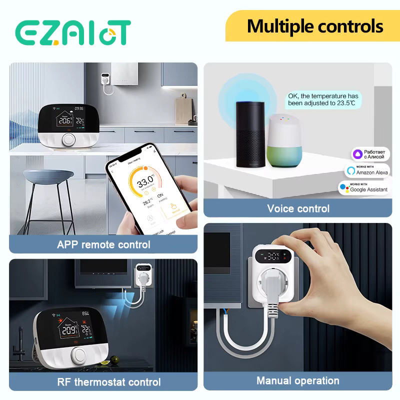 Tuya WiFi Smart Thermostat für Wasser- und Gaskessel mit RF433 Funk-Empfänger und App-Steuerung in Weiß - Bild 4