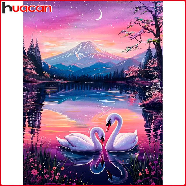 Huacan Schwanenfluss, Diamantgemälde, Bastelset - Bild 1