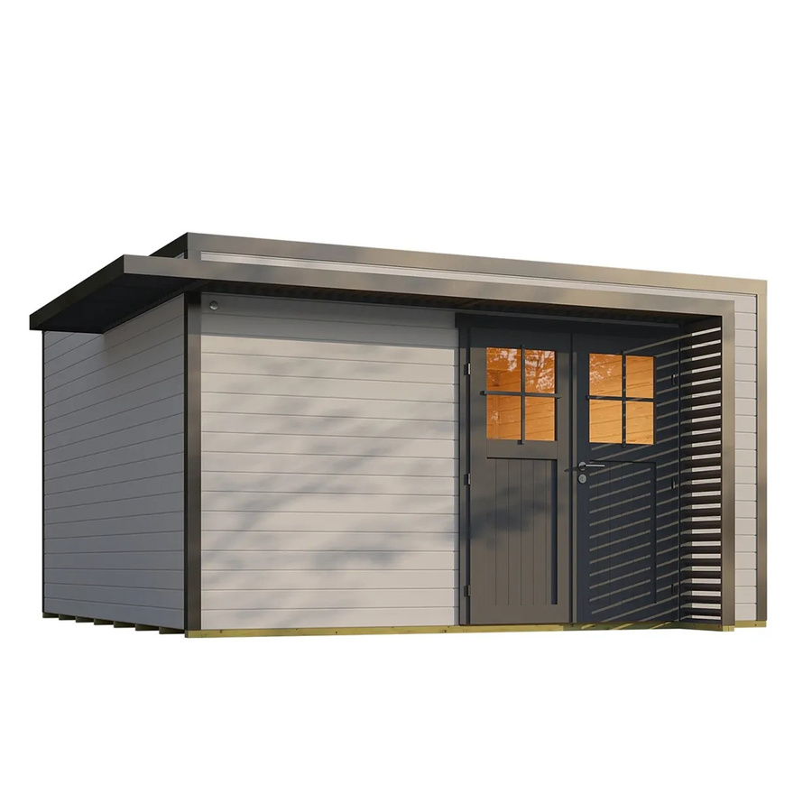 Weka Gartenhaus Amberley mit Doppeltür in Grau-Anthrazit, B/T: 400 x 400 cm - Bild 2