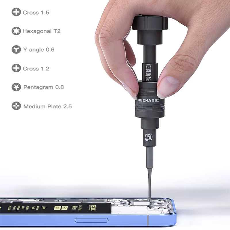 Mechaniker PRO Präzisions-Schraubendreher Set für Handy, Uhr und Tablet mit Kreuz, Y-Typ und Torx 0,6 in Schwarz - Bild 3