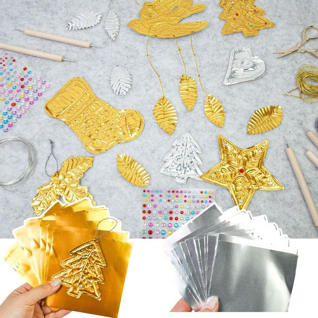 10 Stück Präge-Bastelfolien aus Aluminium in Silber und Gold für Künstlerbedarf und Gravurprojekte - Bild 1