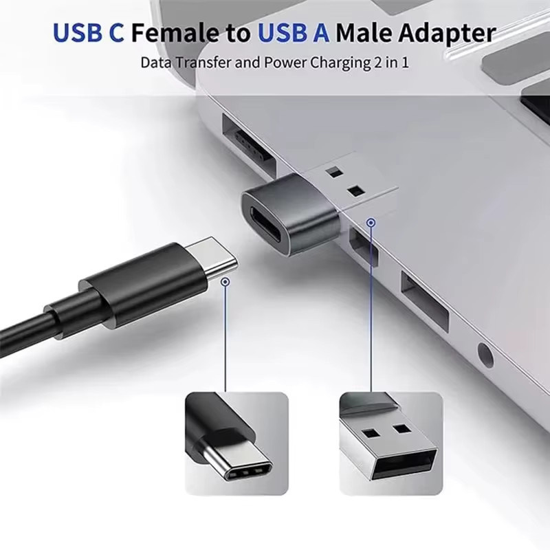 USB-C auf USB-A Adapter Set, Typ-C Konverter für Mobiltelefone, Laptops und PCs, Farbe: Schwarz - Bild 3