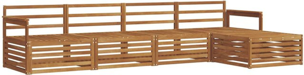 vidaXL Outdoor-Sofagarnitur aus Akazien-Massivholz in Natur, 5-teiliges Loungemöbel-Set im modernen und minimalistischen Design - Bild 1